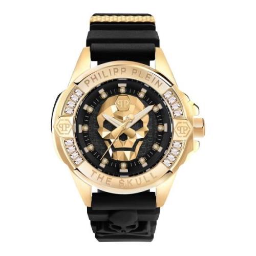 Kristal Titaan Goud Skull Horloge Philipp Plein , Black , Unisex