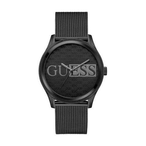 Reputation Zwart Roestvrij Stalen Horloge Guess , Black , Heren