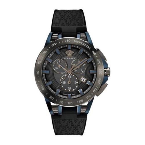 Sport Tech Chronograaf Horloge Versace , Black , Heren