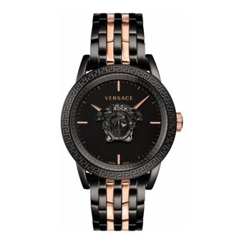 Empire Zwart Roségoud Stalen Horloge Versace , Black , Heren
