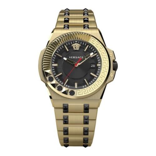 Chain Reaction Datum Venster Roestvrij Stalen Horloge Versace , Yellow...