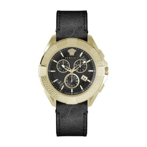 Chrono Sporty Zwart Goud Horloge Versace , Multicolor , Heren