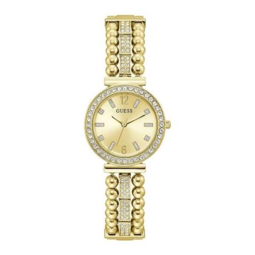 Elegante Goud Roestvrijstalen Armbandhorloge Guess , Yellow , Dames