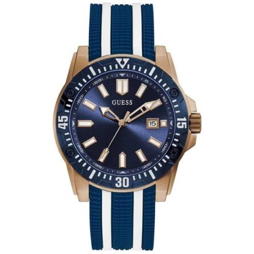 Herenhorloge Blauwe wijzerplaat Roségoud Guess , Blue , Heren