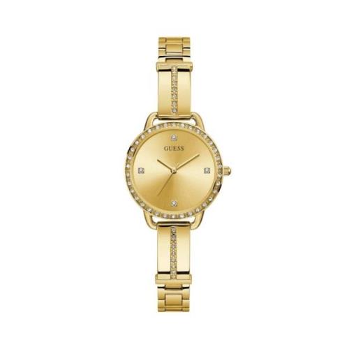 Gouden Roestvrijstalen Analoge Horloge Guess , Yellow , Dames