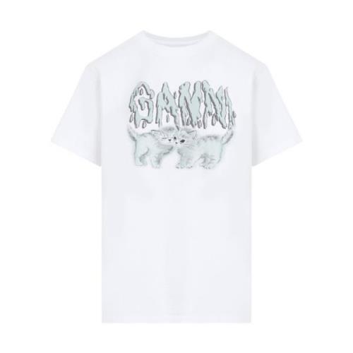 Love Cats Relaxte T-shirt Ganni , White , Dames