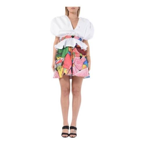 Mini jurk met V-hals en gerimpelde details Stella Jean , Multicolor , ...