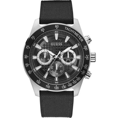 Moderne quartz horloge met stopwatch functie Guess , Black , Heren