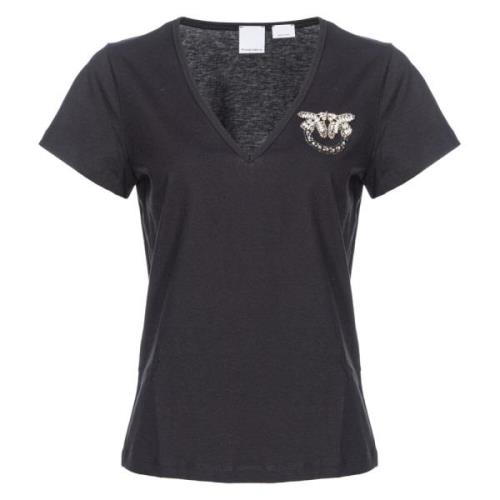 Zwarte Love Birds T-shirt Pinko , Black , Dames