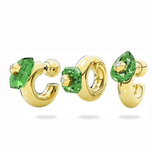 Groene en Gouden Hoepeloorbellen Numina Collectie Swarovski , Multicol...