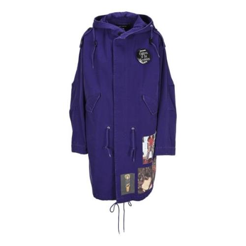 Paarse Hooded Katoenen Parka Ss21 Raf Simons , Purple , Dames