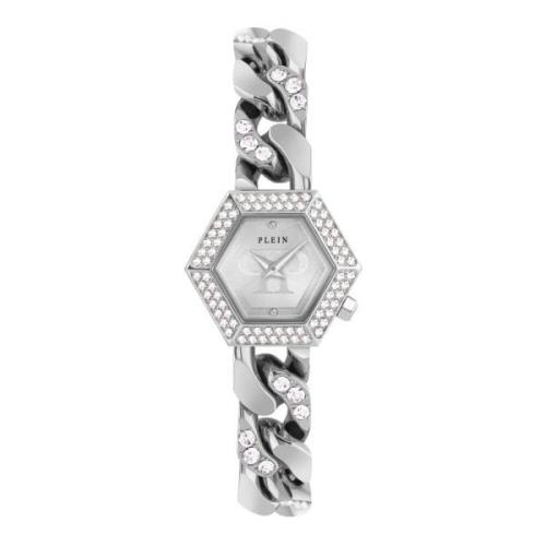 Hexagon Groumette Zilveren Quartz Horloge Philipp Plein , Gray , Dames