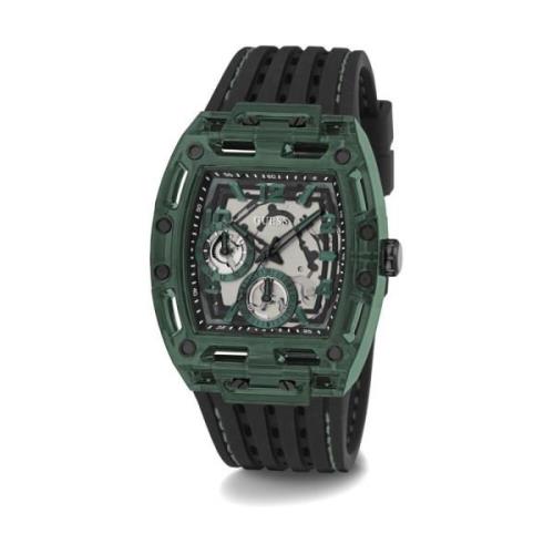 Multifunctionele Phoneix Horloge Zwart Groen Guess , Green , Heren