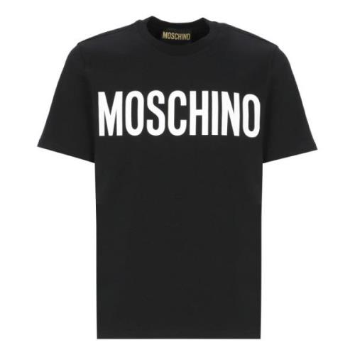 Zwart Crew Neck T-shirt met Logo Moschino , Black , Heren