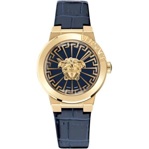 Blauw Lederen Medusa Infinite Horloge Versace , Yellow , Dames