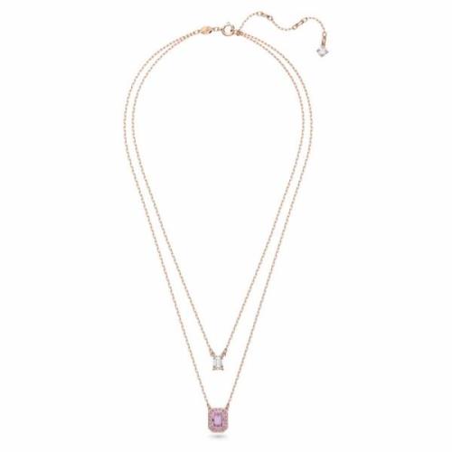 Millenia Gelaagde Ketting Octagon Slijpsel, Paars, Roségoud Swarovski ...