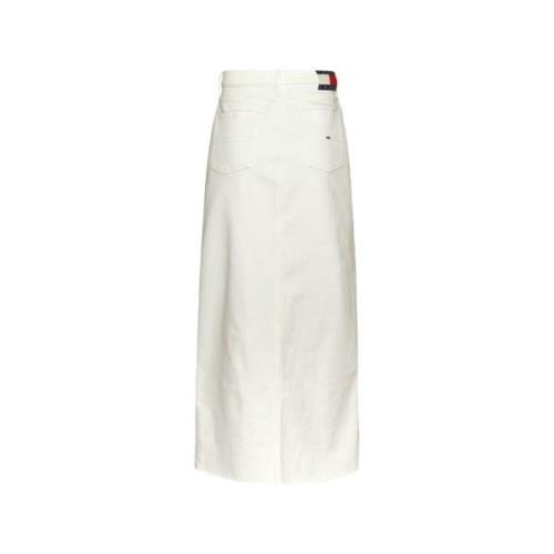 Witte Lange Rok met Voor Split Tommy Jeans , White , Dames