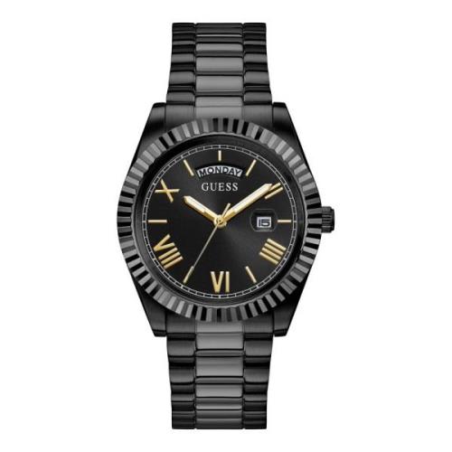 Connoisseur Roestvrij Staal Zwart Horloge Guess , Black , Heren