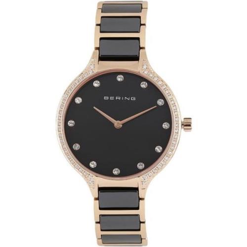 Keramisch Roségouden Horloge met RVS Band Bering , Black , Dames