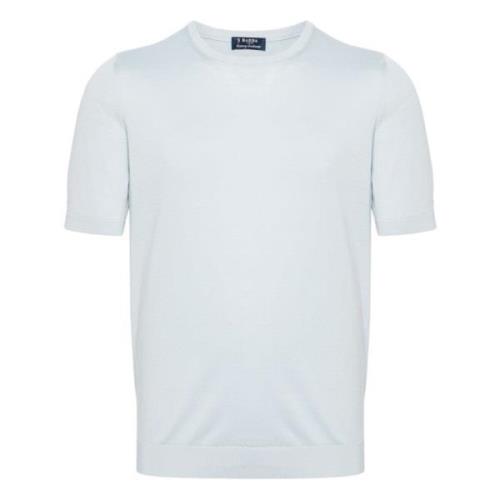 Luxe Zijden T-shirt Made in Italy Barba , Blue , Heren