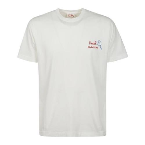 Wit Katoenen T-Shirt met Rode Borduursels MC2 Saint Barth , White , He...
