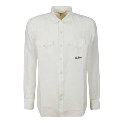 Wit Linnen Overhemd met Zakken MC2 Saint Barth , White , Heren