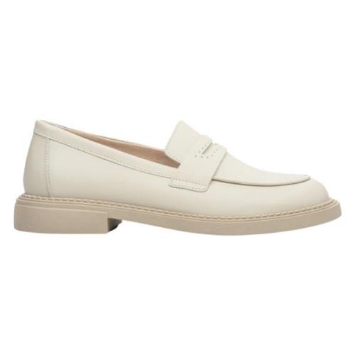 Beige leren loafers voor vrouwen Estro , Beige , Dames