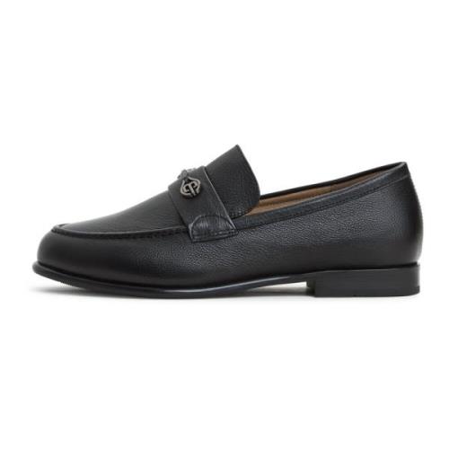 Zwarte Leren Blokhak Loafers Cesare Gaspari , Black , Dames