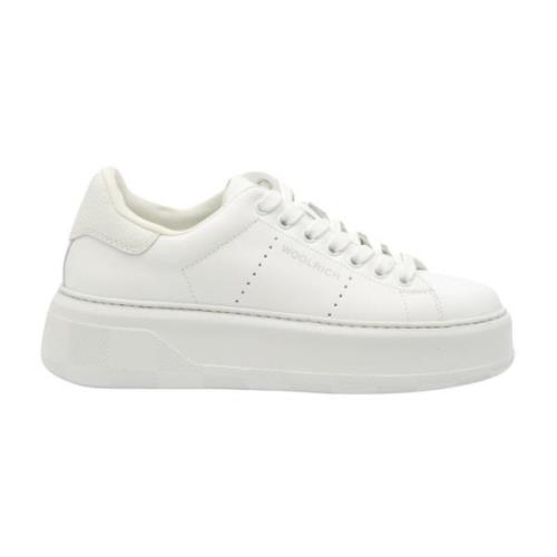 Chunky Leren Sneakers Wit Woolrich , White , Dames