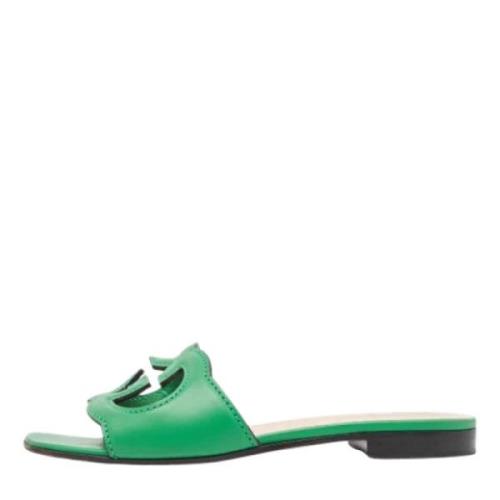 Pre-owned Leather sandals Gucci Vintage , Green , Dames