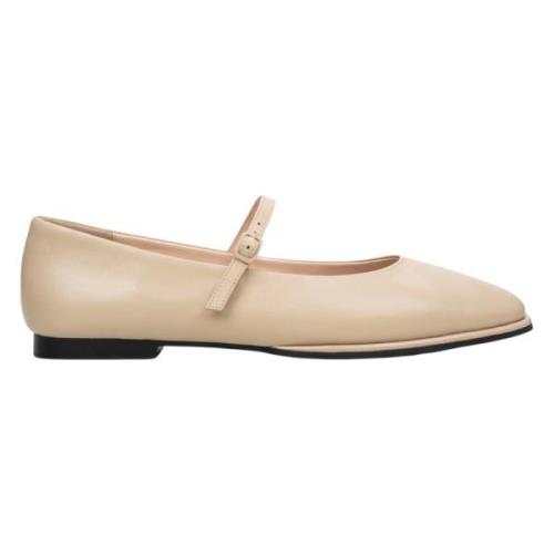 Dames Beige Leren Ballet Flats met Gesp Er00114682 Estro , Beige , Dam...