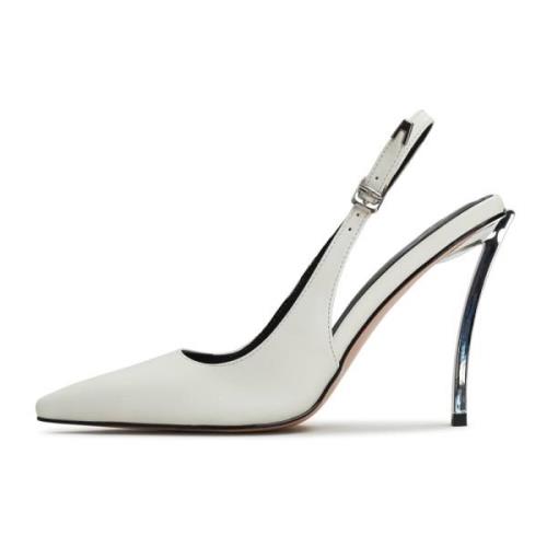Metallic Stiletto Heel Pumps - Wit Cesare Gaspari , White , Dames