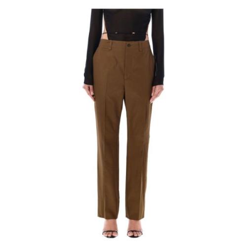 Khaki Katoenen Broek Pant Look 15 Saint Laurent , Green , Dames