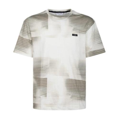 Diffused Grid Tshirt met Abstract Print Calvin Klein , Multicolor , He...