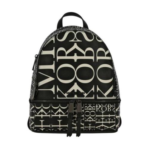 Iconische Zwarte Leren Logo Rugzak Michael Kors , Multicolor , Dames