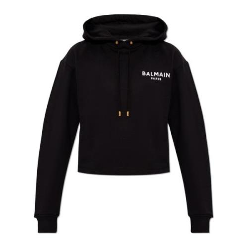 Korte sweatshirt met logo Balmain , Black , Dames