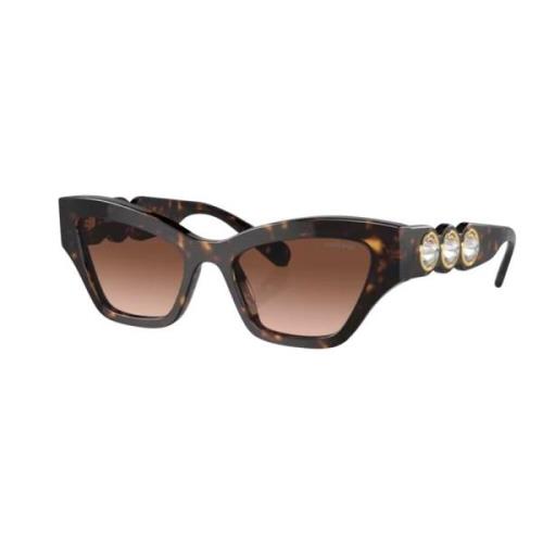 Mode Zonnebril in Havana/Bruin Getint Swarovski , Brown , Dames