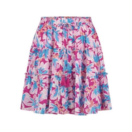 Ruffle Strip Rok Pink Figs Print Fabienne Chapot , Multicolor , Dames