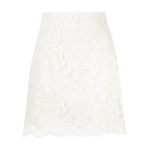 Witte Minirok met Kantdetail Dolce & Gabbana , White , Dames