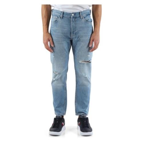 Dad Fit Cropped Jeans Vijf Zakken Calvin Klein Jeans , Blue , Heren