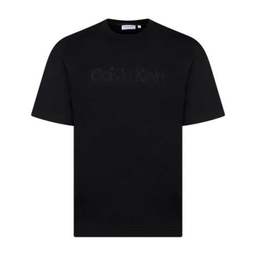 Zwart Logo T-shirt Ronde Hals Korte Mouwen Calvin Klein , Black , Here...