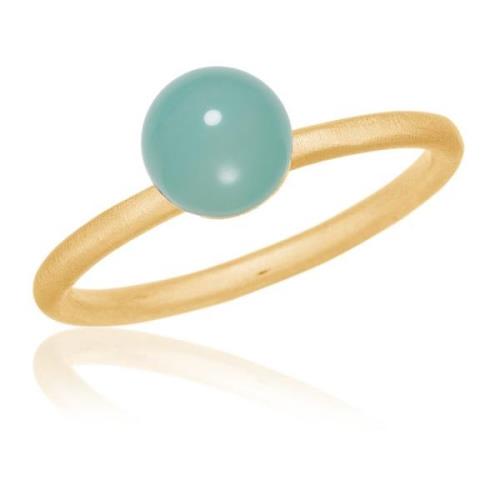 Aqua Chalcedon Columbine Ring 14K Goud Frk. Lisberg , Blue , Dames