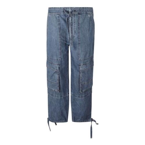 Blauwe Denim Cargo Broek Isabel Marant Étoile , Blue , Dames