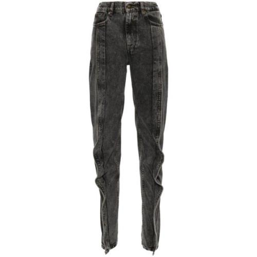 Zwarte High-Waisted Tapered Leg Jeans Y/Project , Black , Dames