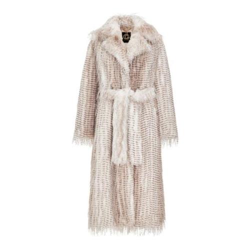 Lange Faux Fur Coat Cesare Gaspari , Beige , Dames