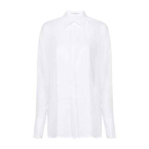 Witte Katoenen Overhemd met Plooien Ermanno Scervino , White , Dames