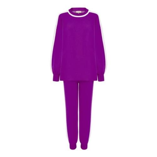 Paars Gebreid Jogger Set Cesare Gaspari , Purple , Dames