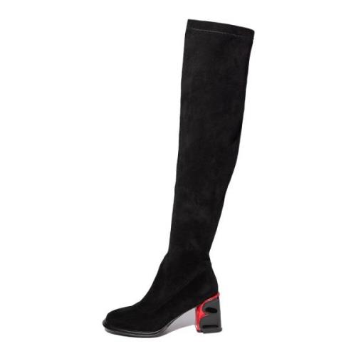 Elegant Suede Over-the-Knee Boots Cesare Gaspari , Black , Dames