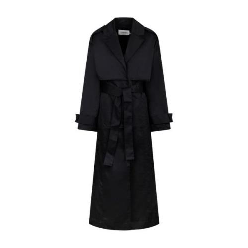Zwarte Oversized Trenchcoat Calvin Klein , Black , Dames