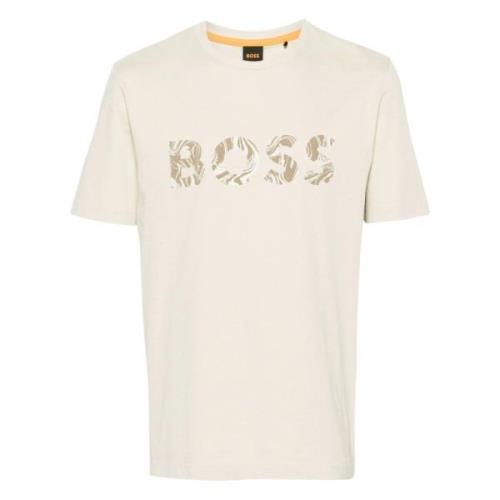 Ocean T-shirt 100% Katoen Designers Code Hugo Boss , Beige , Heren